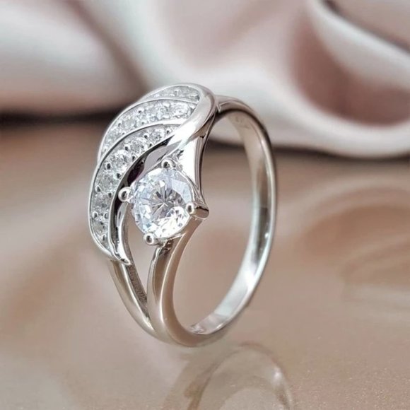 Jewelry - Lovely Zircon Full Filled Romantic Angel Wings Wedding Ring for Women, PD336